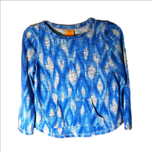 Ruby Rd top Blue & White Long Sleeve w/ Fold up strap Women size Petite Small